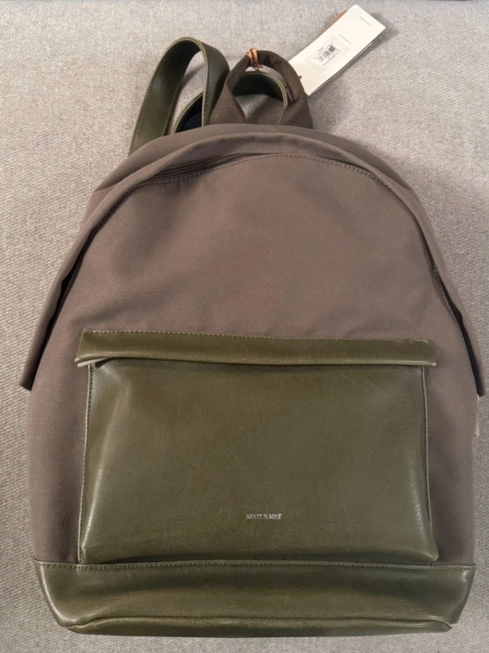 Matt & Nat Olive Green Canvas and Vegan Leather Backpack